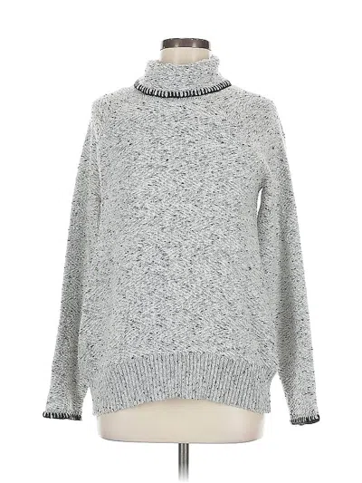 Pre-owned Cable & Gauge Turtleneck Sweater In Silver