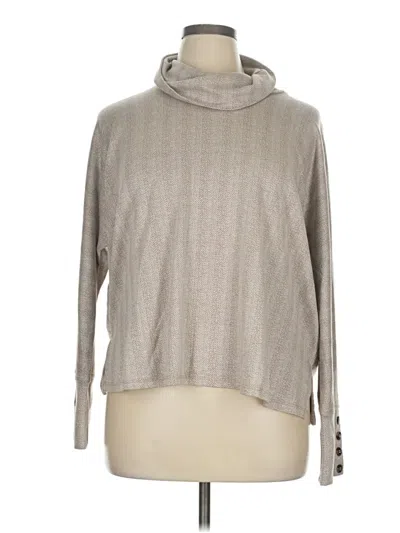 Pre-owned Cable & Gauge Turtleneck Sweater In Tan