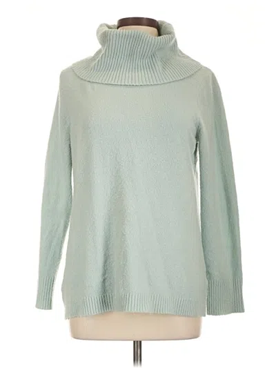 Pre-owned Cable & Gauge Turtleneck Sweater In Teal