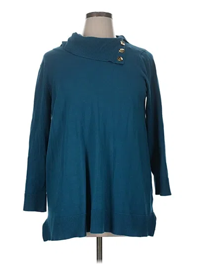 Pre-owned Cable & Gauge Turtleneck Sweater In Teal