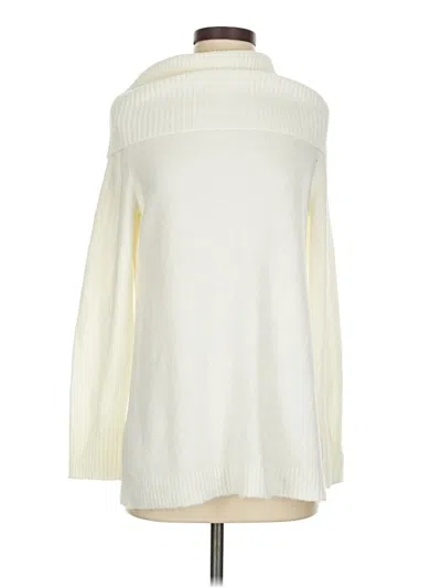 Pre-owned Cable & Gauge Turtleneck Sweater In White