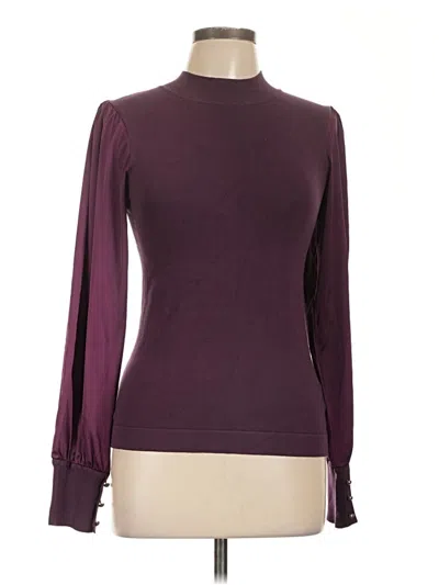 Pre-owned Cable Stitch Long Sleeve Top Burgundy Turtleneck Tops