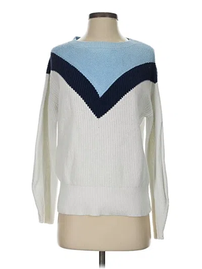 Pre-owned Cable Stitch Pullover Sweater In White