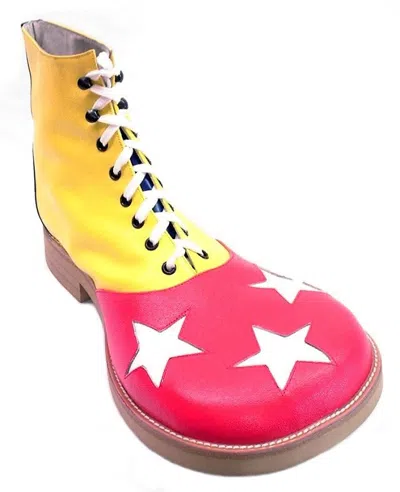 Pre-owned Caboots Three Star Genuine Leather Clown Shoes, One Size Fits Most In Red And Yellow