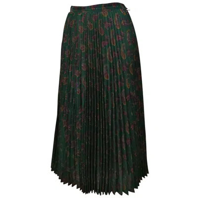 Pre-owned Cacharel 1980s Vintage Green Plisset Wool Skirt Women's Size 38 Italy