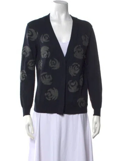 Pre-owned Cacharel Cashmere Floral Print Sweater In Blue