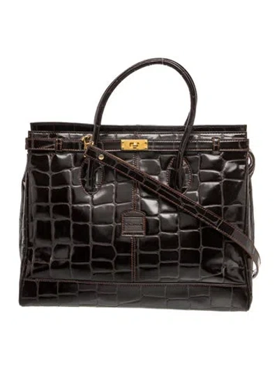 Pre-owned Cacharel Embossed Leather Shoulder Bag In Brown