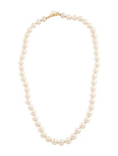 Pre-owned Cacharel Faux Pearl Bead Strand Necklace, 20" In White
