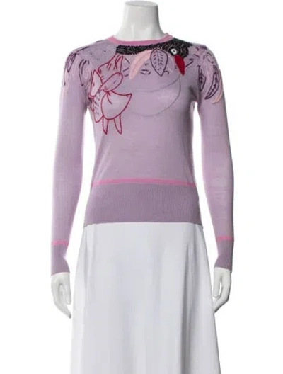 Pre-owned Cacharel Floral Print Crew Neck Sweater In Purple