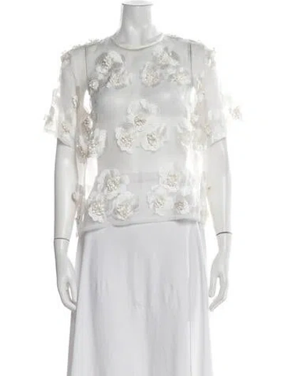 Pre-owned Cacharel Floral Print Crew Neck Top W/ Tags In White