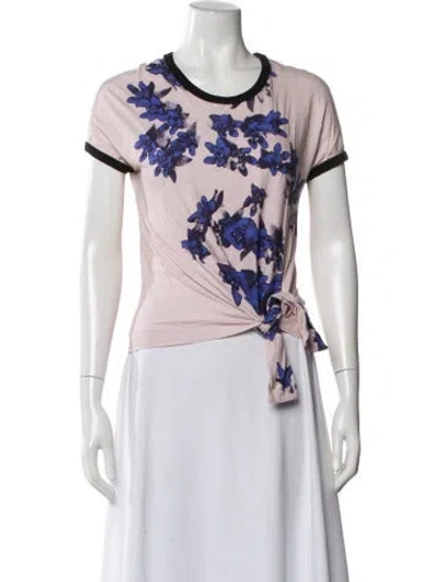 Pre-owned Cacharel Floral Print Crew Neck T-shirt In Blue