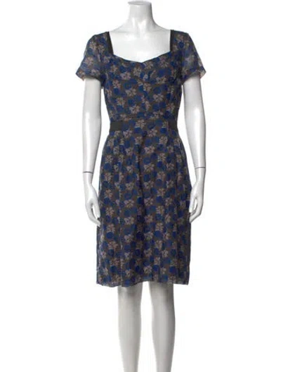 Pre-owned Cacharel Floral Print Knee-length Dress In Brown