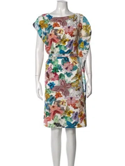 Pre-owned Cacharel Floral Print Knee-length Dress In White