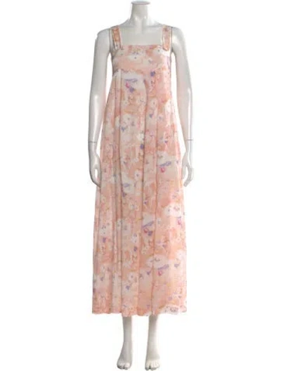 Pre-owned Cacharel Floral Print Long Dress In Pink