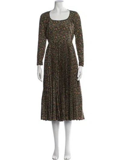 Pre-owned Cacharel Floral Print Midi Length Dress In Green