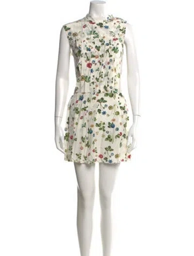 Pre-owned Cacharel Floral Print Mini Dress In Neutral