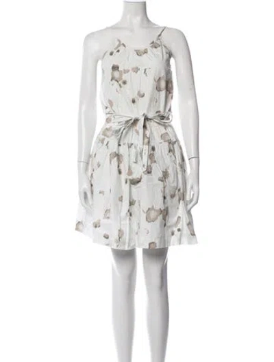 Pre-owned Cacharel Floral Print Mini Dress In White
