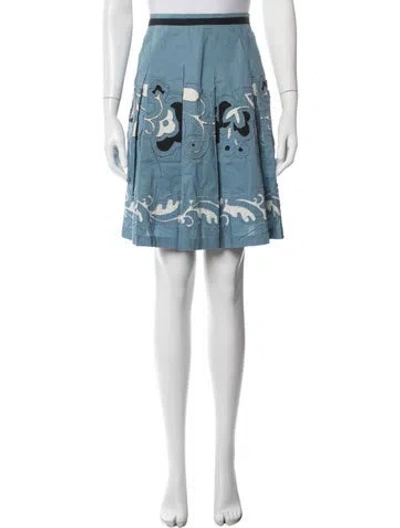 Pre-owned Cacharel Floral Print Mini Skirt In Blue