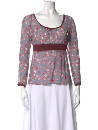 Pre-owned Cacharel Floral Print Scoop Neck Top In Multicolor