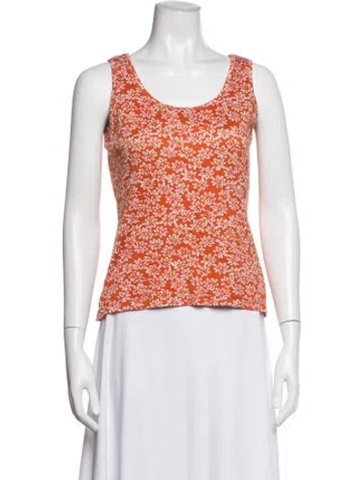 Pre-owned Cacharel Floral Print Scoop Neck Top In Red