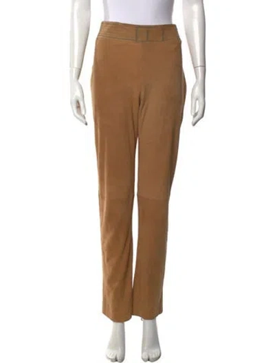 Pre-owned Cacharel Goat Leather Straight Leg Pants In Neutrals
