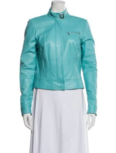 Pre-owned Cacharel Leather Biker Jacket In Blue