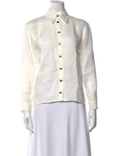 Pre-owned Cacharel Linen Long Sleeve Button-up Top In Pink
