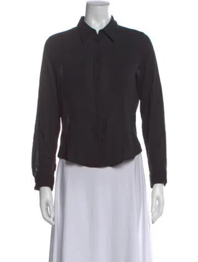 Pre-owned Cacharel Long Sleeve Button-up Top In Black