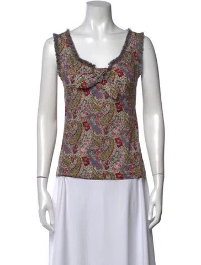 Pre-owned Cacharel Paisley Print Scoop Neck Top In Blue/green/orange