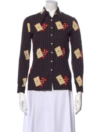 Pre-owned Cacharel Patterned Long Sleeve Blouse In Multi