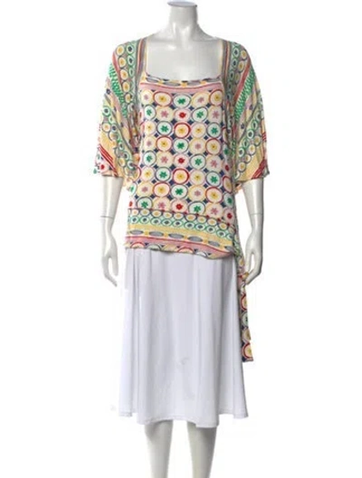 Pre-owned Cacharel Printed Square Neckline Top In White