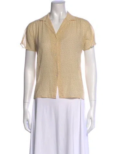 Pre-owned Cacharel Printed V-neck Top In Yellow