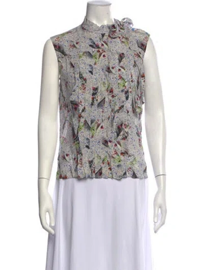 Pre-owned Cacharel Silk Floral Print Blouse In Multicolor