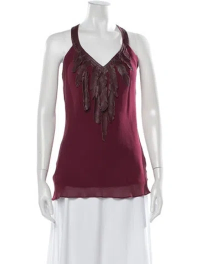 Pre-owned Cacharel Silk Halterneck Top In Burgundy