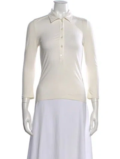 Pre-owned Cacharel Silk Long Sleeve Polo In Neutral