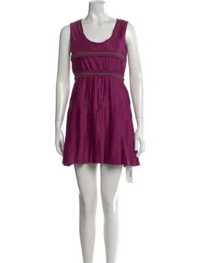 Pre-owned Cacharel Silk Mini Dress In Purple