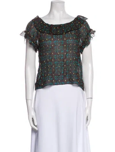 Pre-owned Cacharel Silk Printed Crop Top In White