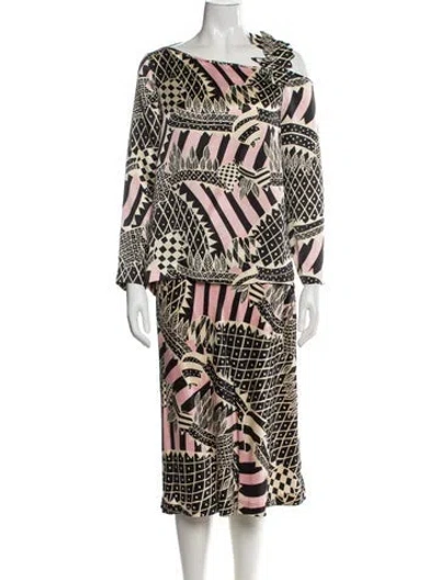 Pre-owned Cacharel Silk Printed Skirt Set In Pink