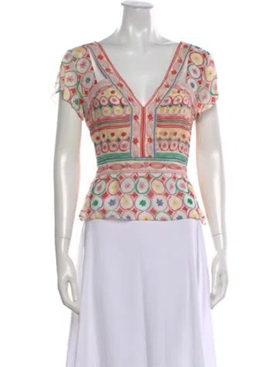 Pre-owned Cacharel Silk Printed Top In Neutral