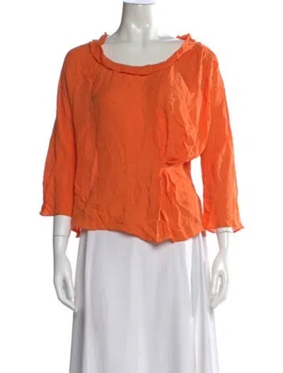 Pre-owned Cacharel Silk Scoop Neck Blouse In Orange