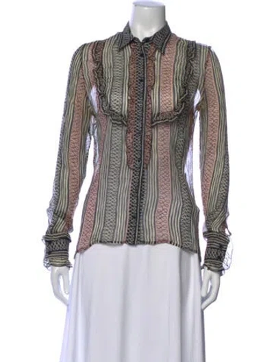 Pre-owned Cacharel Silk Striped Blouse In Purple