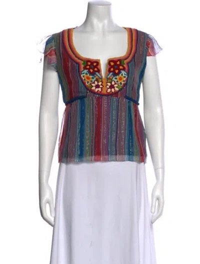 Pre-owned Cacharel Silk Striped Top In Multi