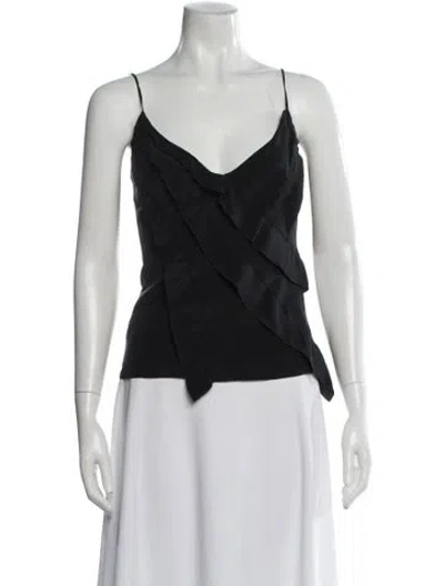 Pre-owned Cacharel Silk V-neck Top In Black