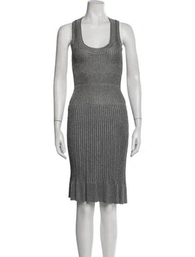 Pre-owned Cacharel Striped Knee-length Dress In Silver