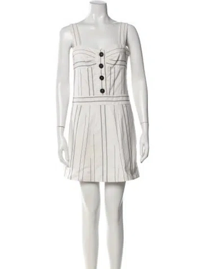 Pre-owned Cacharel Striped Mini Dress In White