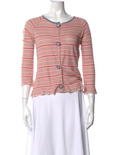 Pre-owned Cacharel Striped V-neck Sweater In Pink