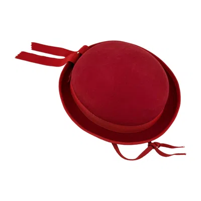 Pre-owned Cacharel Vintage French  Red Hat With Ribbon