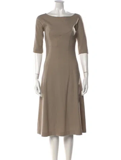 Pre-owned Cacharel Virgin Wool Midi Length Dress In Neutrals
