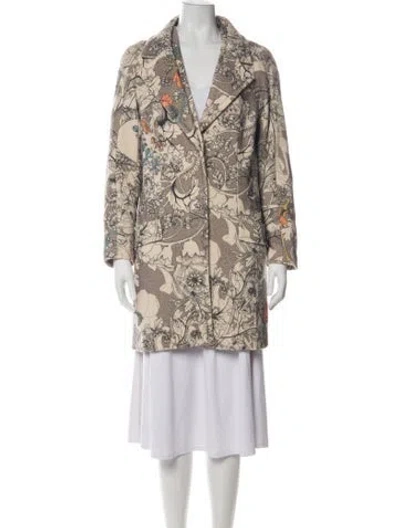 Pre-owned Cacharel Virgin Wool Printed Coat In Neutrals