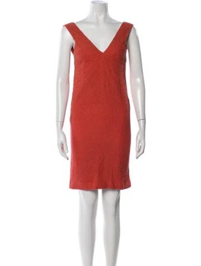 Pre-owned Cacharel V-neck Knee-length Dress In Orange